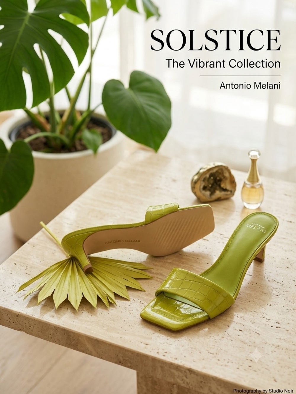 Antonio Melani Women's Green Patent Leather Croc-Embossed Mid-Heel Slides Size 8 - Picture 2 of 7